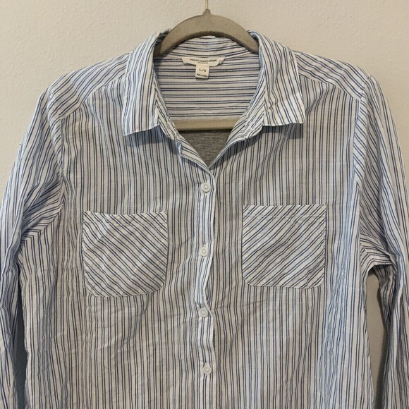 Beach Lunch Lounge Womens Size Large Multicolor Stripe Button Up Blouse - Picture 2 of 6